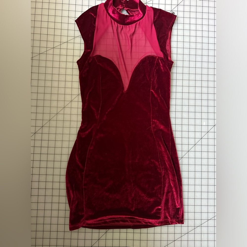 Velvet and Mesh Bodycon Dress